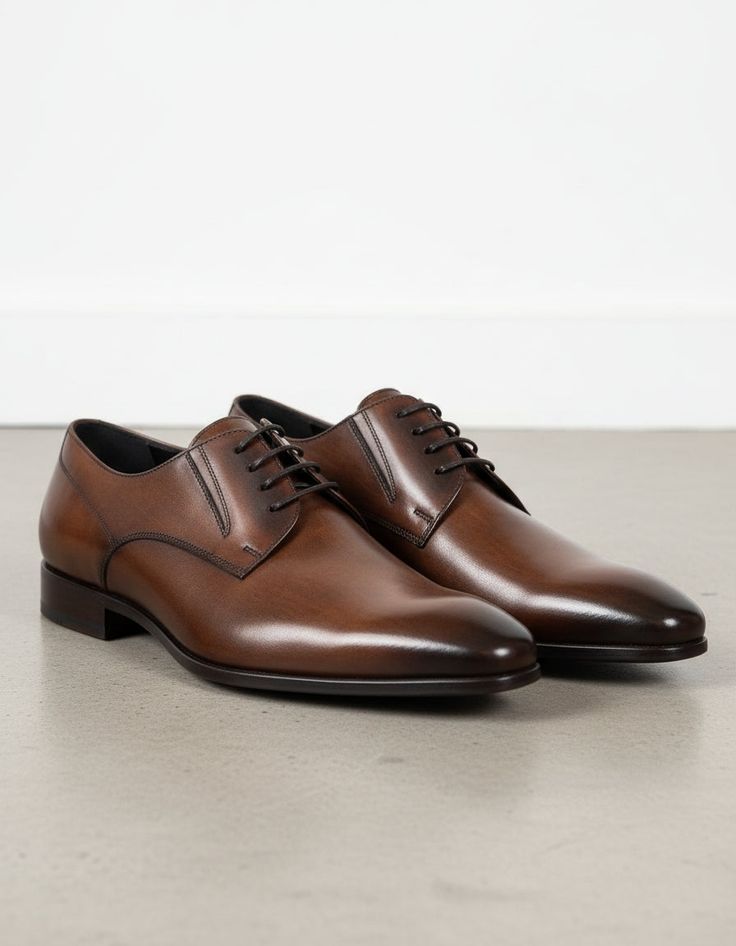 Men leather Brown shoes